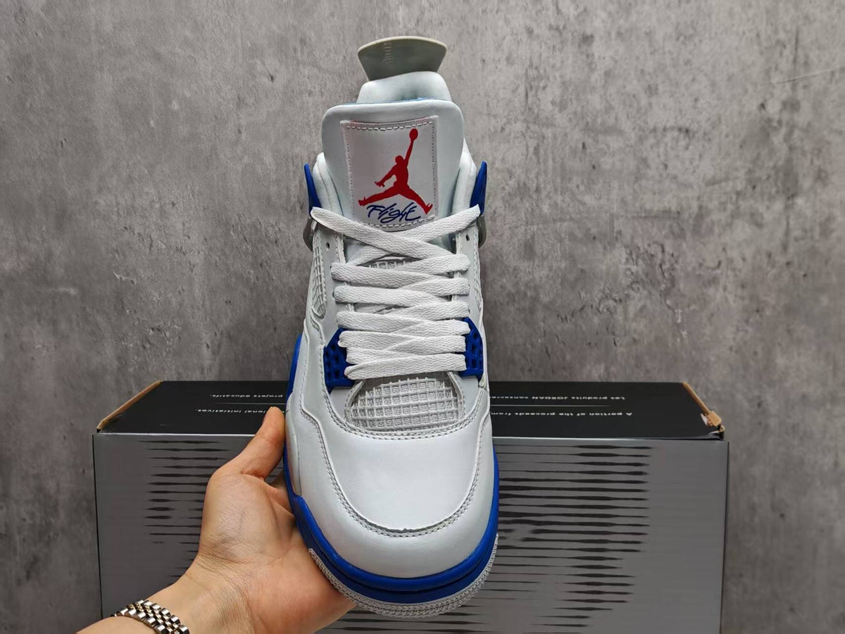 AJ4 White & Blue “42” Lace-Up Sneakers