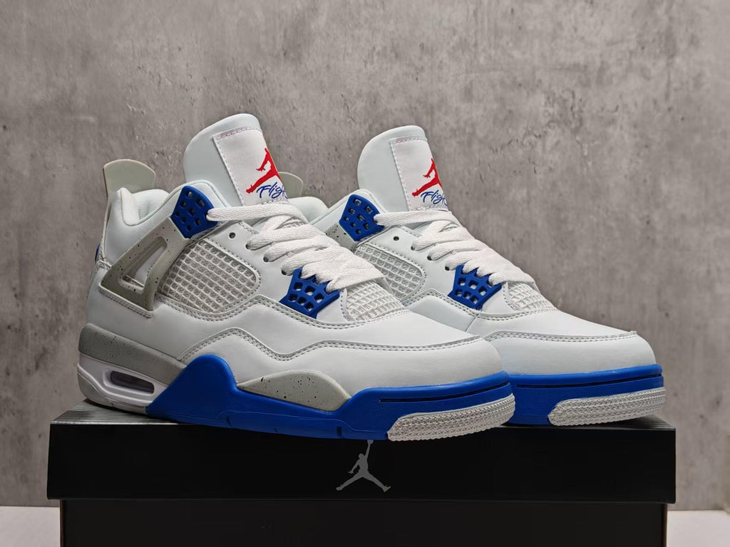 AJ4 White & Blue “42” Lace-Up Sneakers