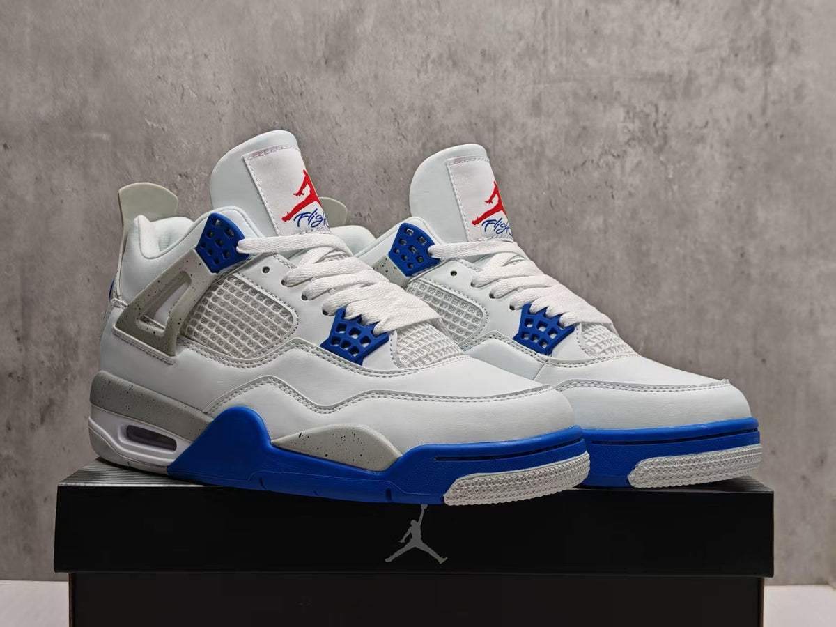 AJ4 White & Blue “42” Lace-Up Sneakers