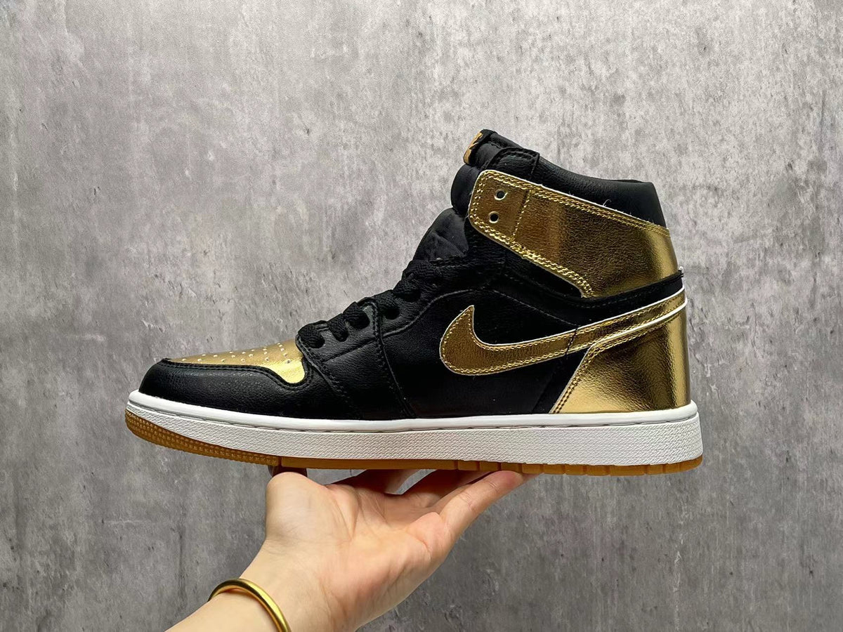 AJ1 Black & Metallic Gold High-Top Sneakers
