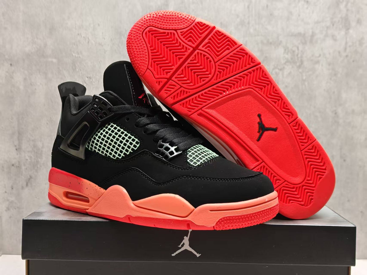 AJ4 Infrared Sneakers | Black & Coral Red