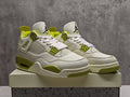 AJ4 White & Avocado Green Lace-Up Sneakers