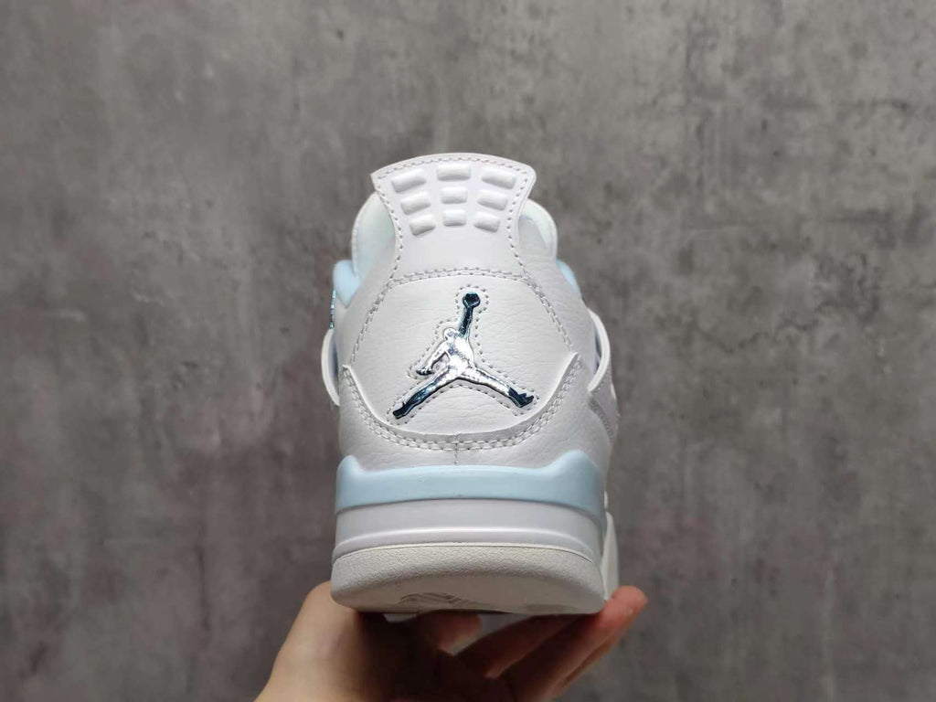 AJ4 White & Ice Blue Sneakers