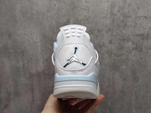AJ4 White & Ice Blue Sneakers
