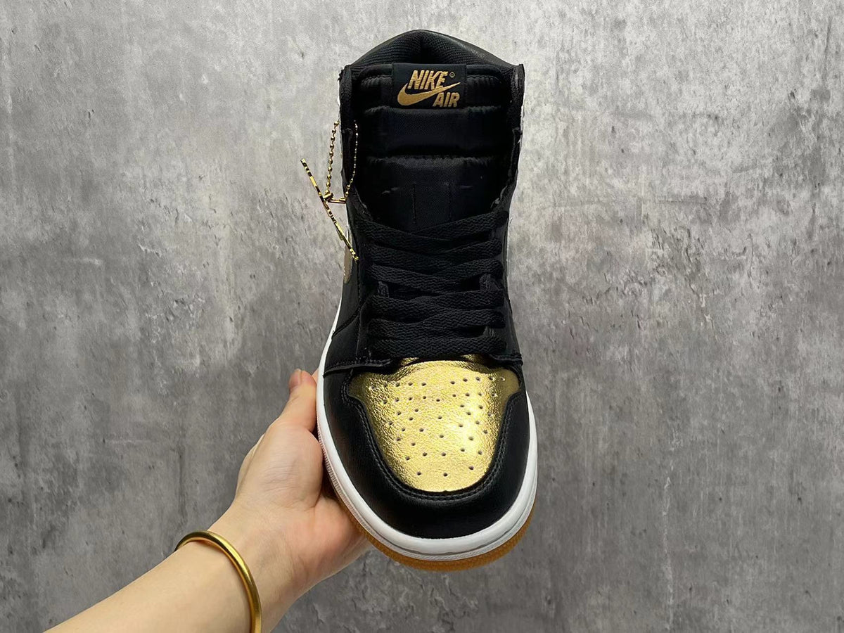 AJ1 Black & Metallic Gold High-Top Sneakers