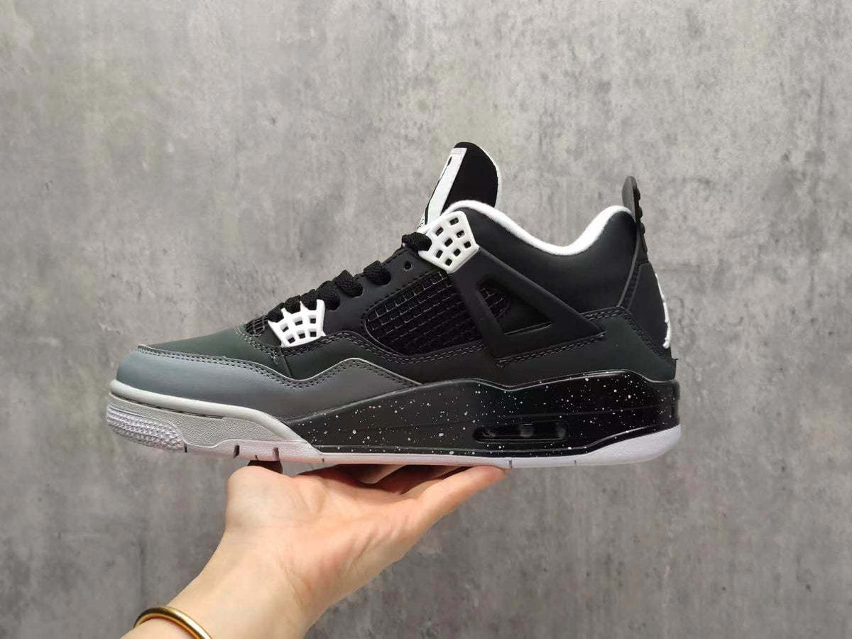 AJ4 Grey & Black Sneakers | Speckled Midsole