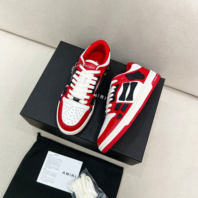AMIRI Red, White & Black Skeleton Low-Top Sneakers