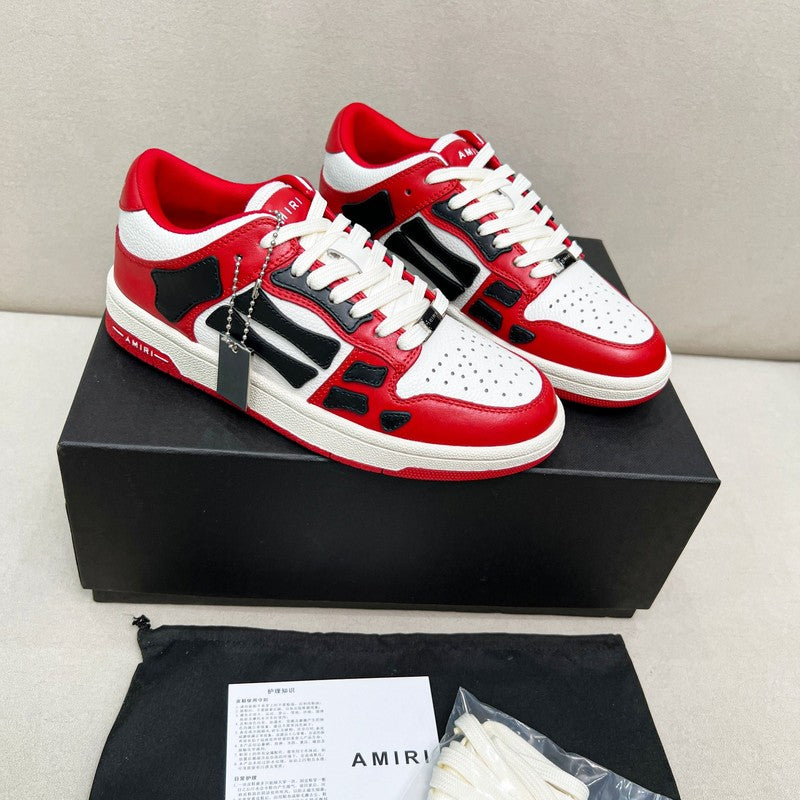 AMIRI Red, White & Black Skeleton-Overlay Sneakers