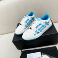 AMIRI White & Blue Paisley Skeleton Low-Top Sneakers