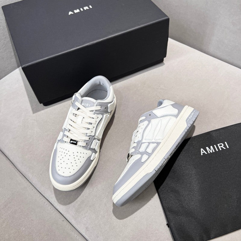 AMIRI Grey & White Skeleton-Overlay Low-Top Sneakers