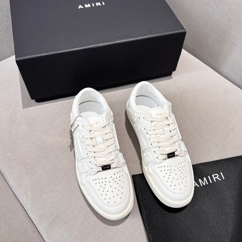 AMIRI White Tonal Skeleton Low-Top Sneakers