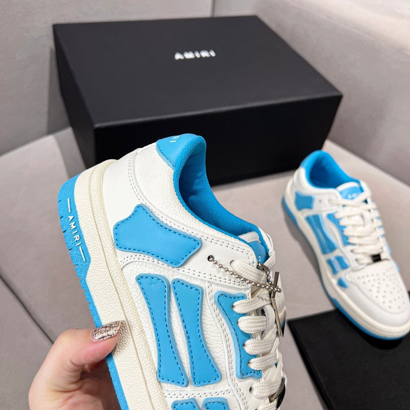 AMIRI White & Bright Blue Skeleton Low-Top Sneakers