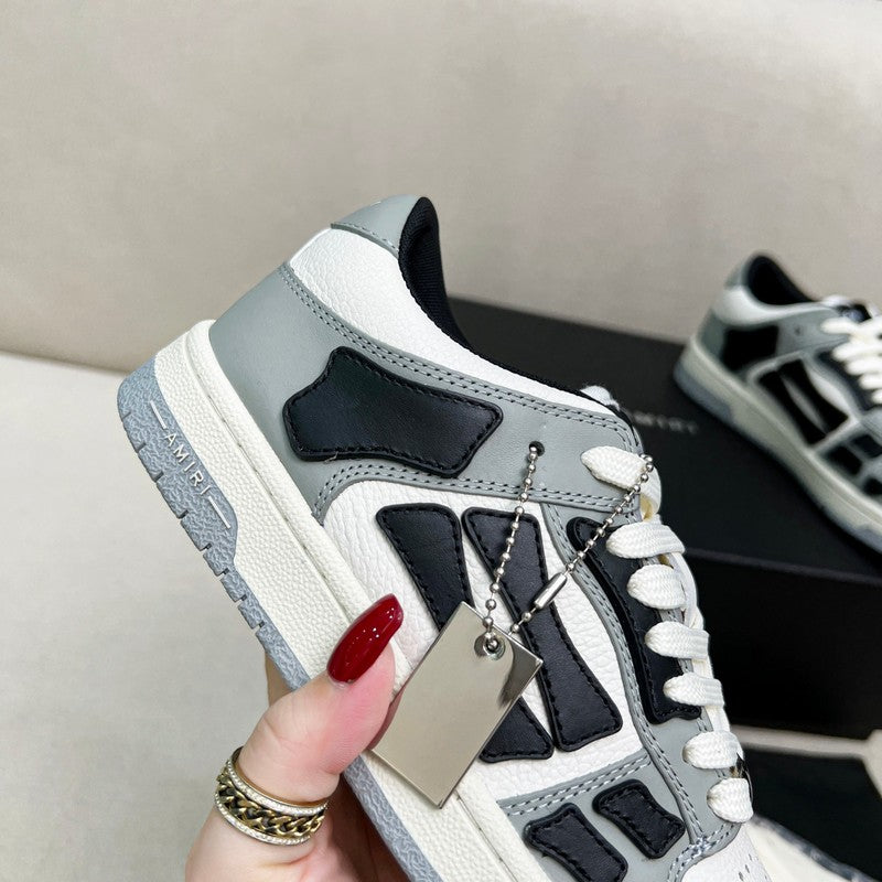 AMIRI Grey, White & Black Skeleton Low-Top Sneakers