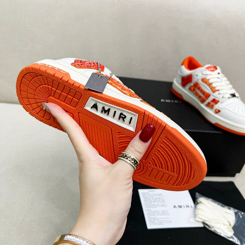 AMIRI White & Orange Paisley Skeleton Low-Top Sneakers