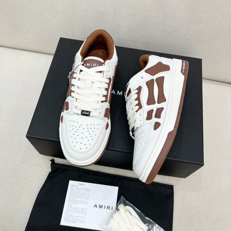 AMIRI White & Brown Skeleton Low-Top Sneakers