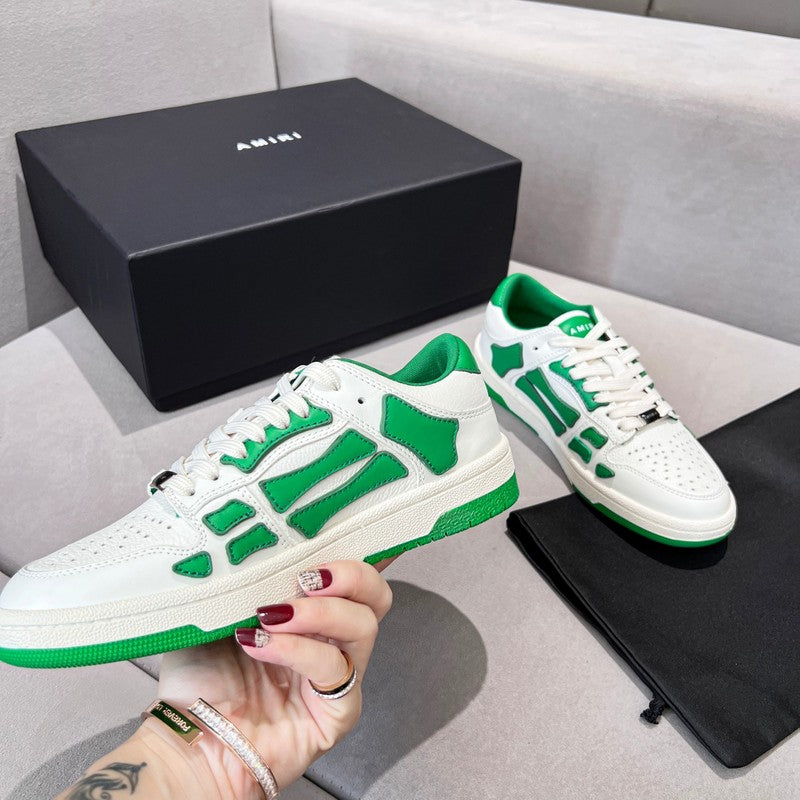 AMIRI White & Green Skeleton Low-Top Sneakers