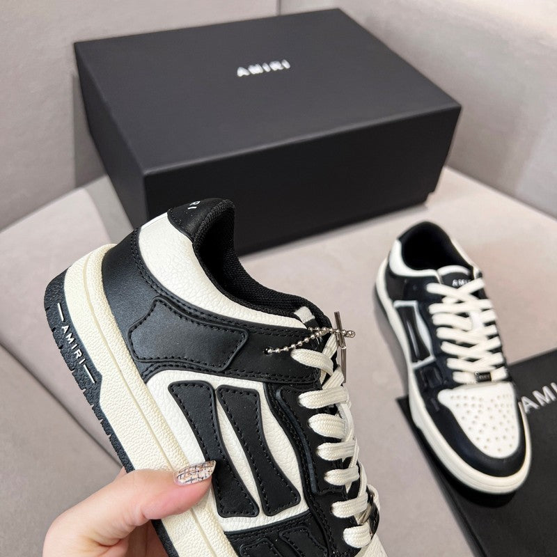 AMIRI Black & White Skeleton-Overlay Low-Top Sneakers