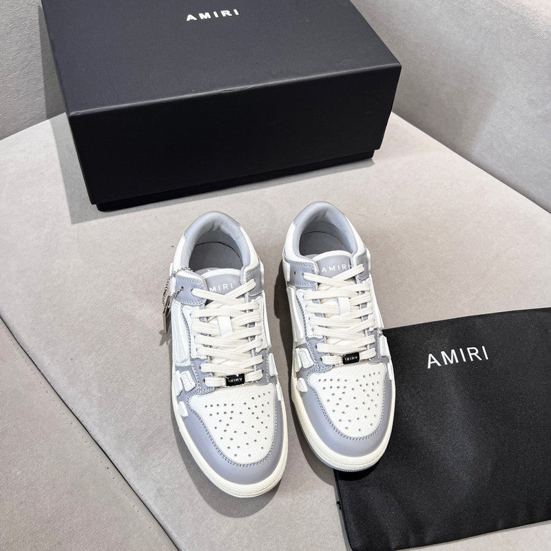 AMIRI Grey & White Skeleton-Overlay Low-Top Sneakers
