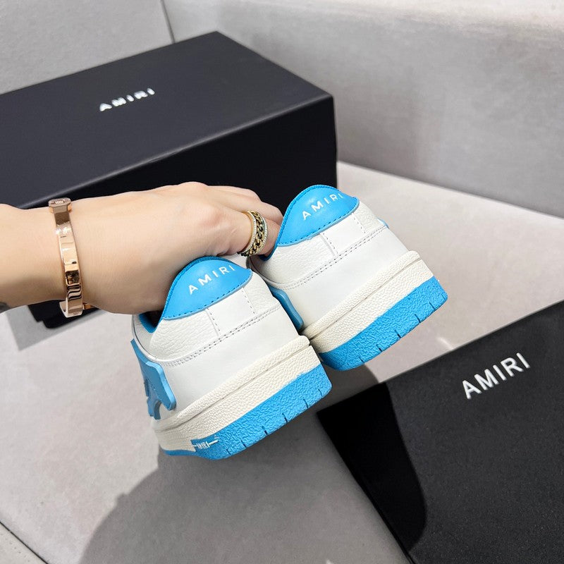 AMIRI White & Bright Blue Skeleton Low-Top Sneakers