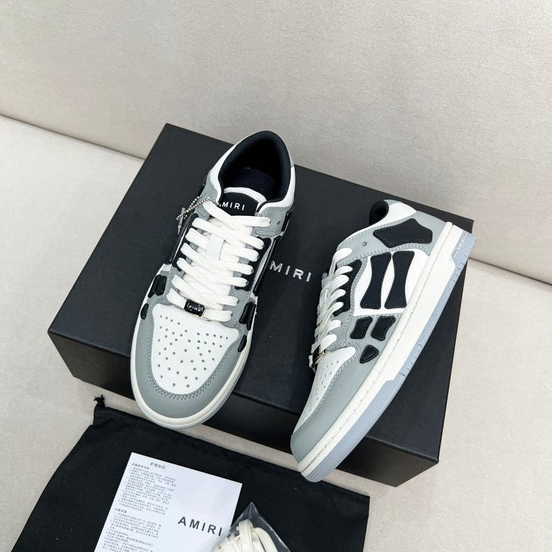 AMIRI Grey, White & Black Skeleton Low-Top Sneakers