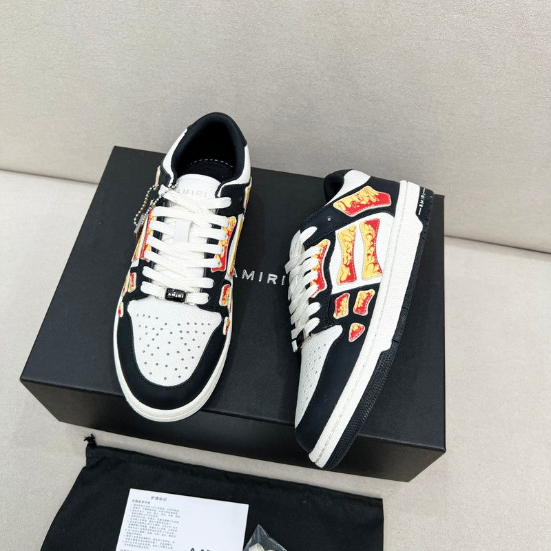 AMIRI Black & White Flame Skeleton Low-Top Sneakers