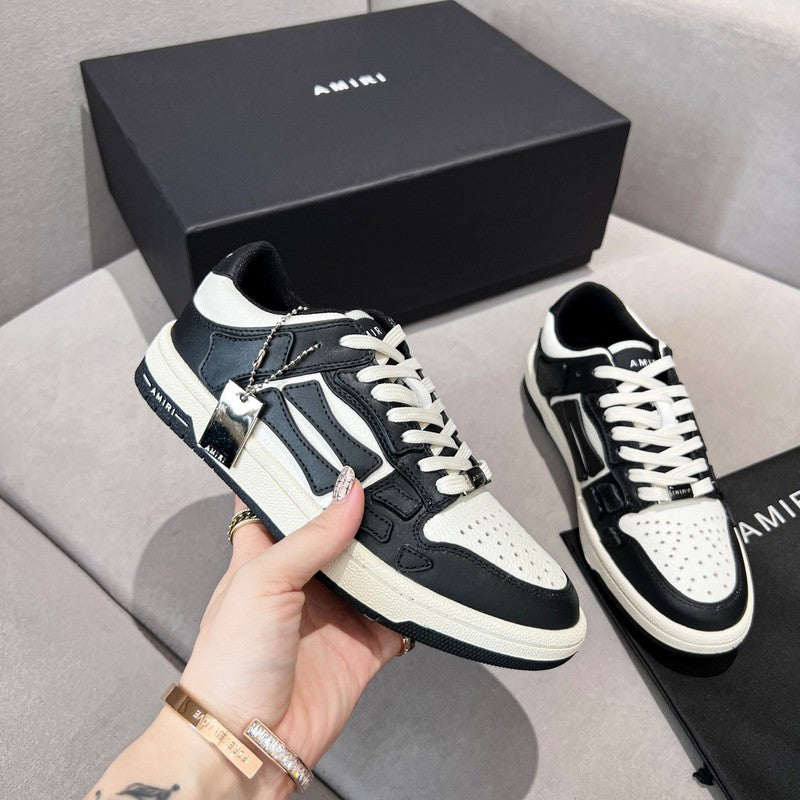 AMIRI Black & White Skeleton-Overlay Low-Top Sneakers