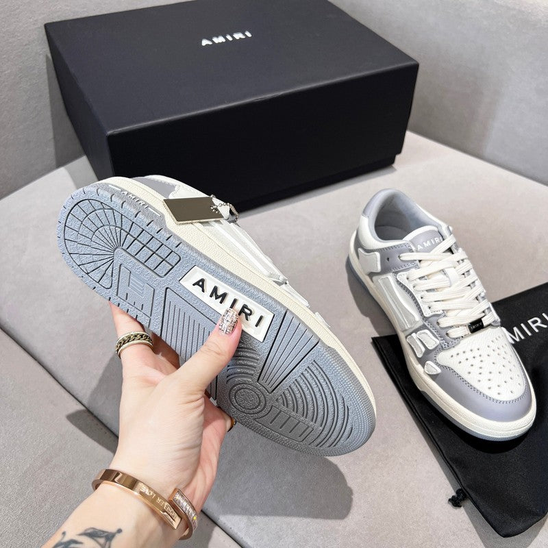 AMIRI Grey & White Skeleton-Overlay Low-Top Sneakers