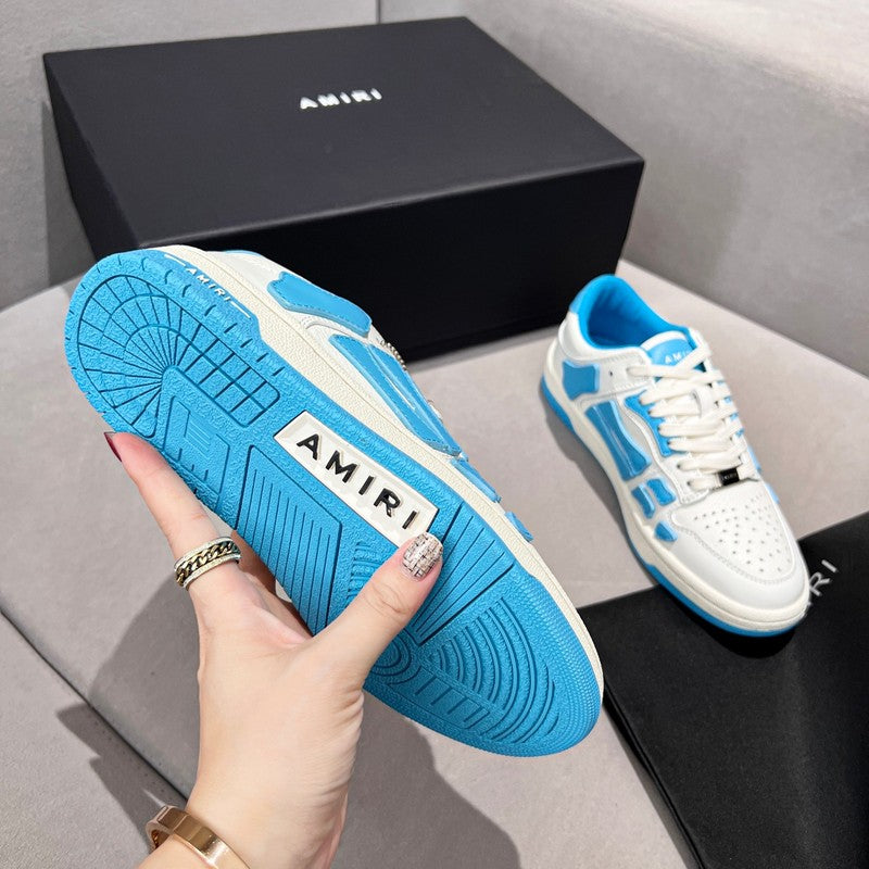 AMIRI White & Bright Blue Skeleton Low-Top Sneakers