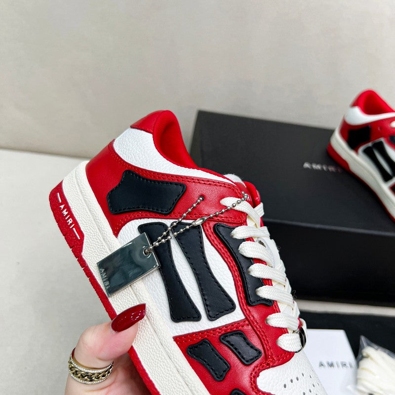 AMIRI Red, White & Black Skeleton-Overlay Sneakers
