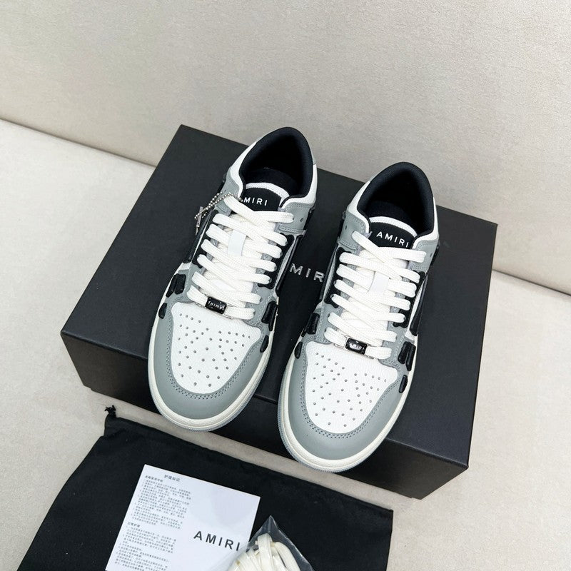 AMIRI Grey, White & Black Skeleton Low-Top Sneakers
