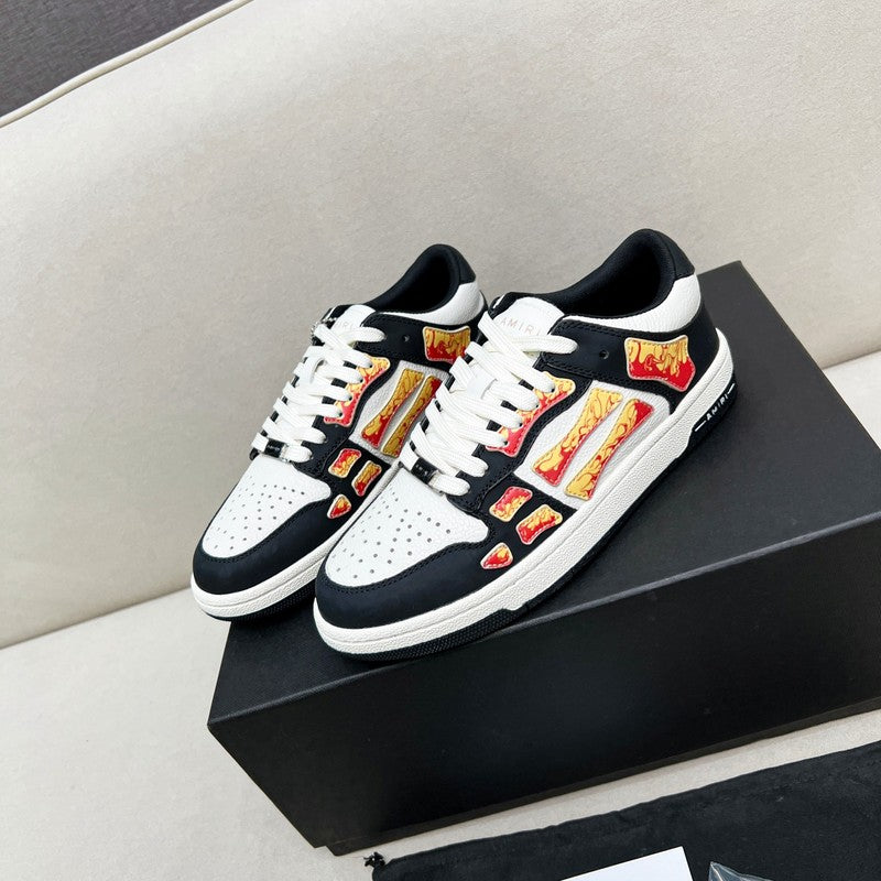 AMIRI Black & White Flame Skeleton Low-Top Sneakers