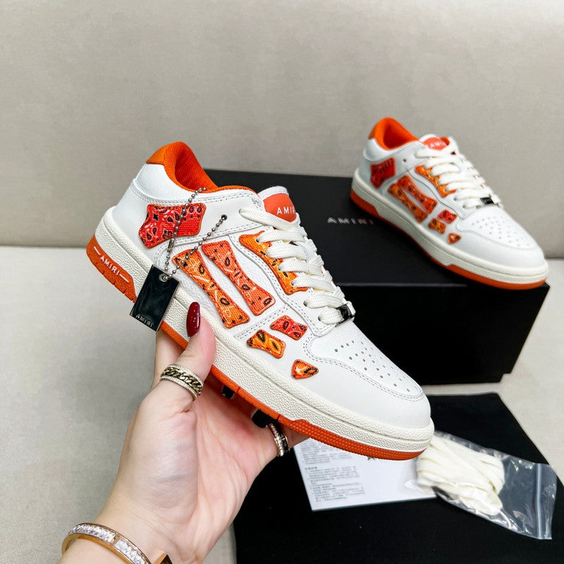 AMIRI White & Orange Paisley Skeleton Low-Top Sneakers