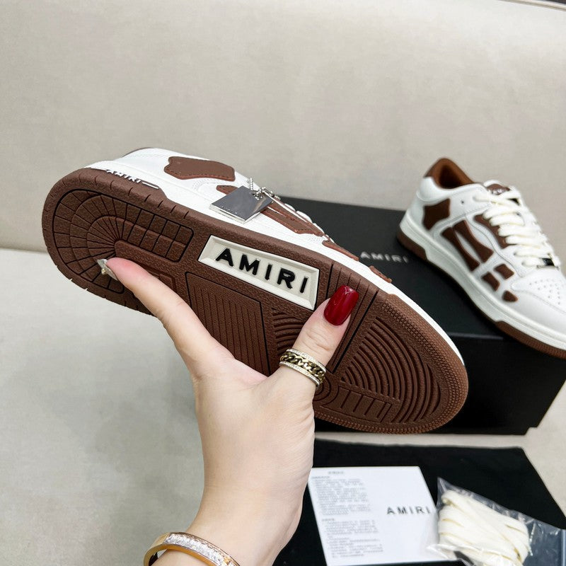 AMIRI White & Brown Skeleton Low-Top Sneakers