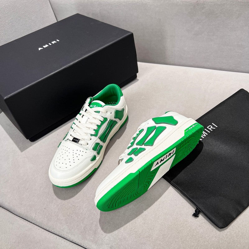 AMIRI White & Green Skeleton Low-Top Sneakers