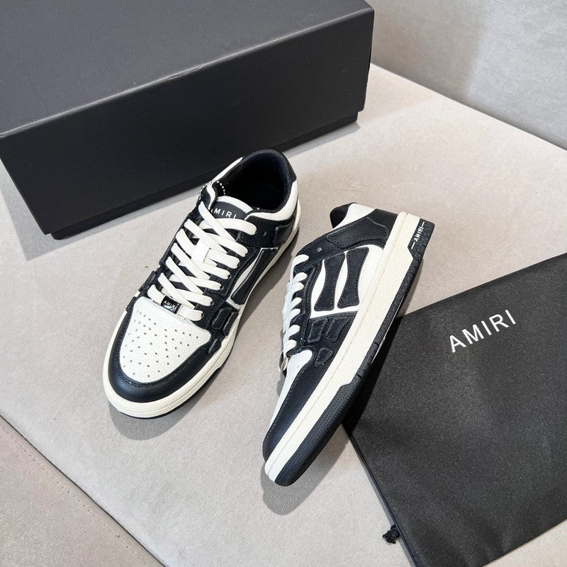 AMIRI Black & White Skeleton-Overlay Low-Top Sneakers