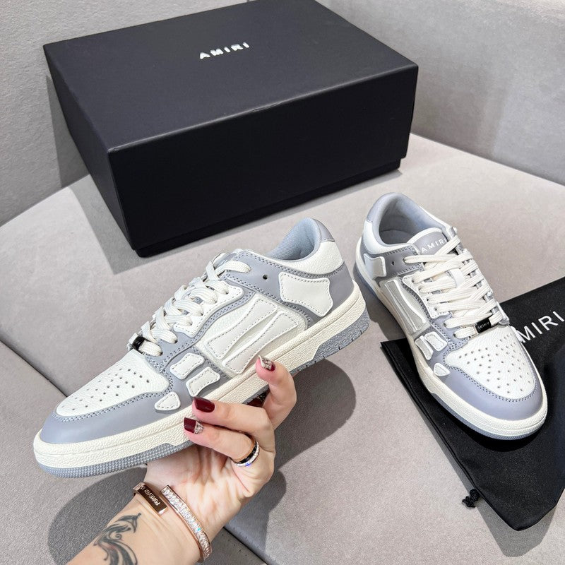 AMIRI Grey & White Skeleton-Overlay Low-Top Sneakers