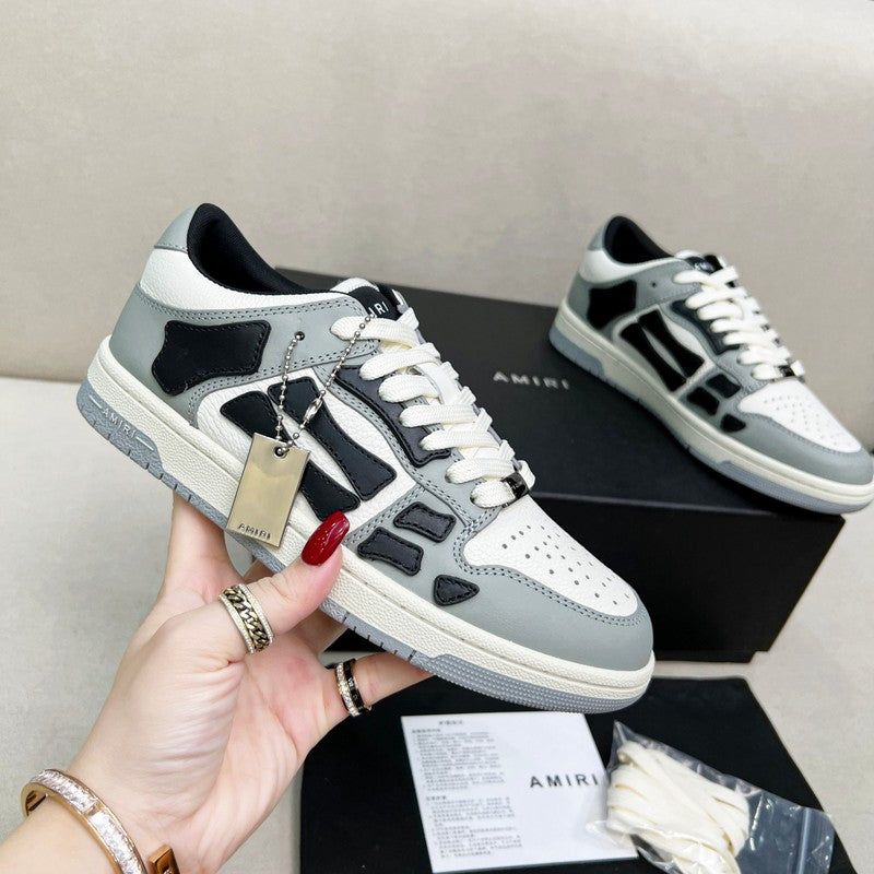 AMIRI Grey, White & Black Skeleton Low-Top Sneakers