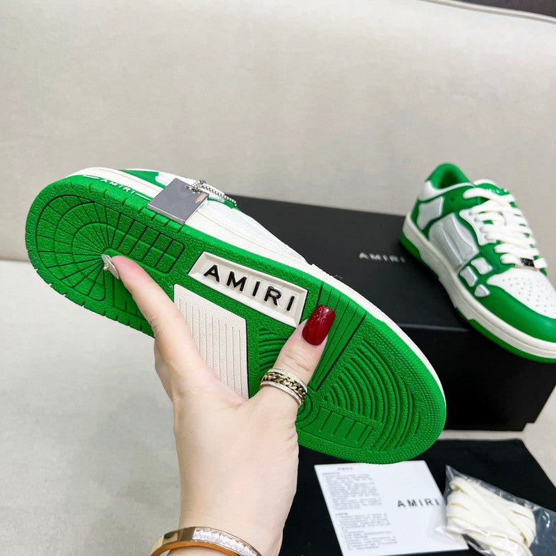 AMIRI Green & White Skeleton-Overlay Low-Top Sneakers