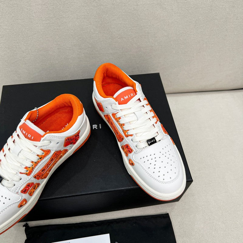 AMIRI White & Orange Paisley Skeleton Low-Top Sneakers