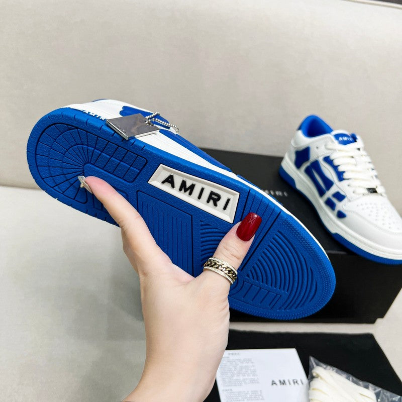 AMIRI White & Royal Blue Skeleton Low-Top Sneakers