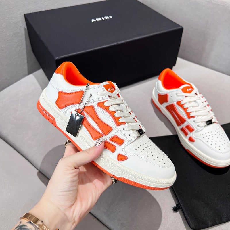AMIRI White & Orange Skeleton Low-Top Sneakers