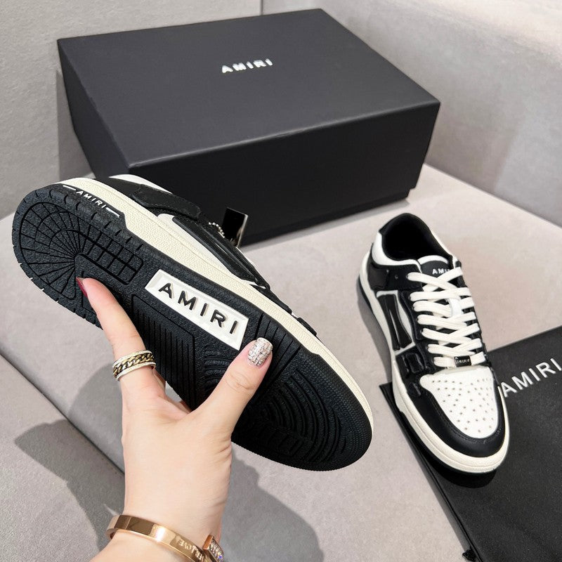 AMIRI Black & White Skeleton-Overlay Low-Top Sneakers