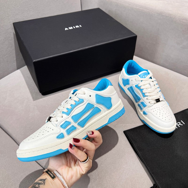 AMIRI White & Bright Blue Skeleton Low-Top Sneakers
