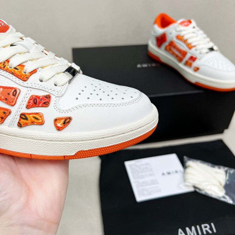 AMIRI White & Orange Paisley Skeleton Low-Top Sneakers