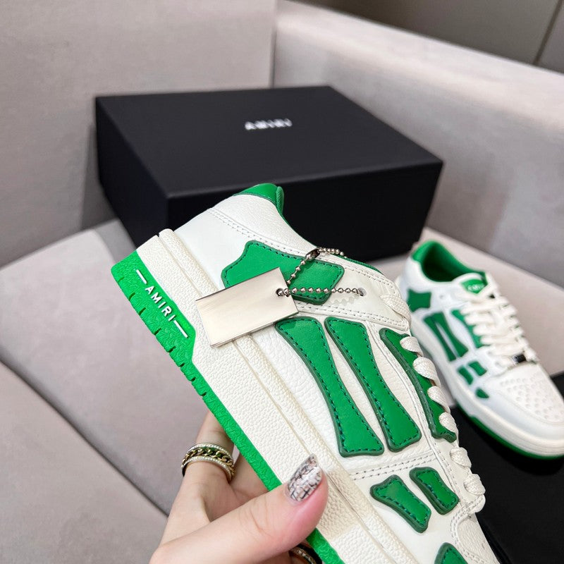 AMIRI White & Green Skeleton Low-Top Sneakers