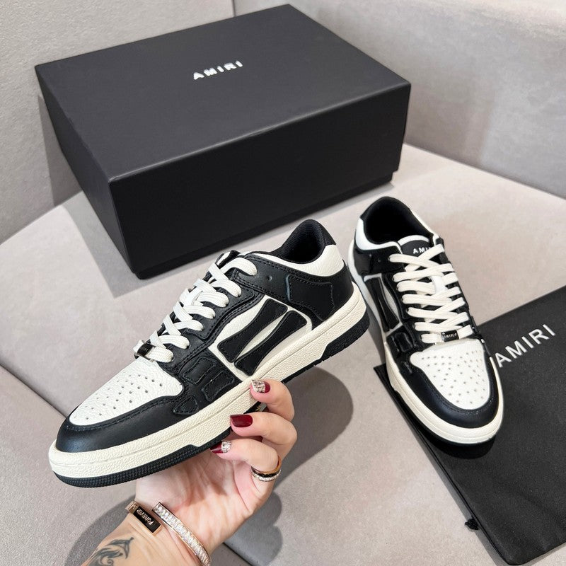 AMIRI Black & White Skeleton-Overlay Low-Top Sneakers