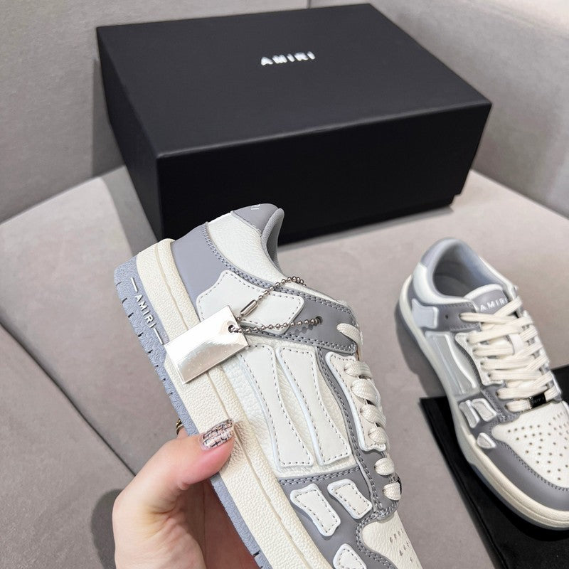 AMIRI Grey & White Skeleton-Overlay Low-Top Sneakers