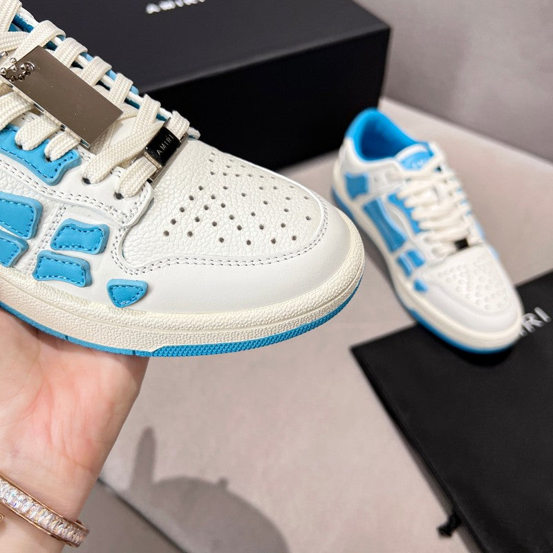 AMIRI White & Bright Blue Skeleton Low-Top Sneakers