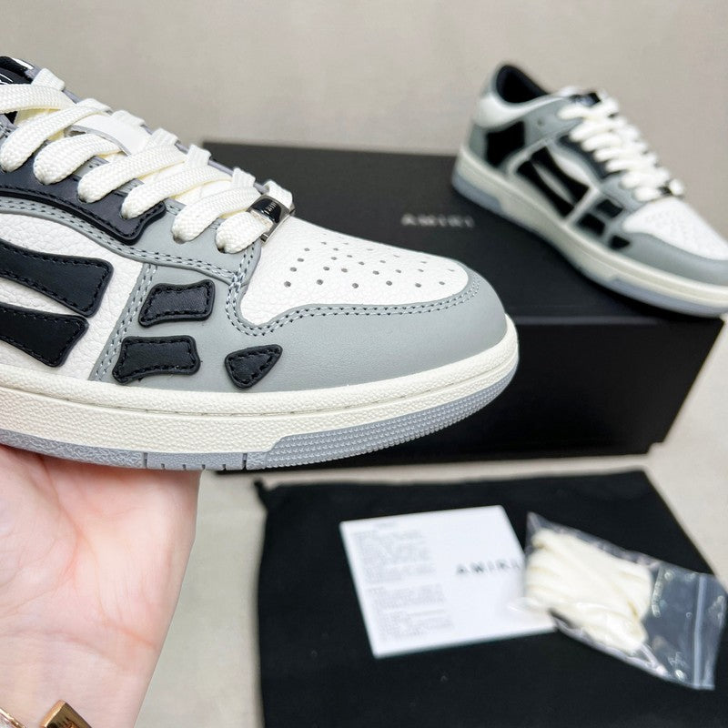 AMIRI Grey, White & Black Skeleton Low-Top Sneakers