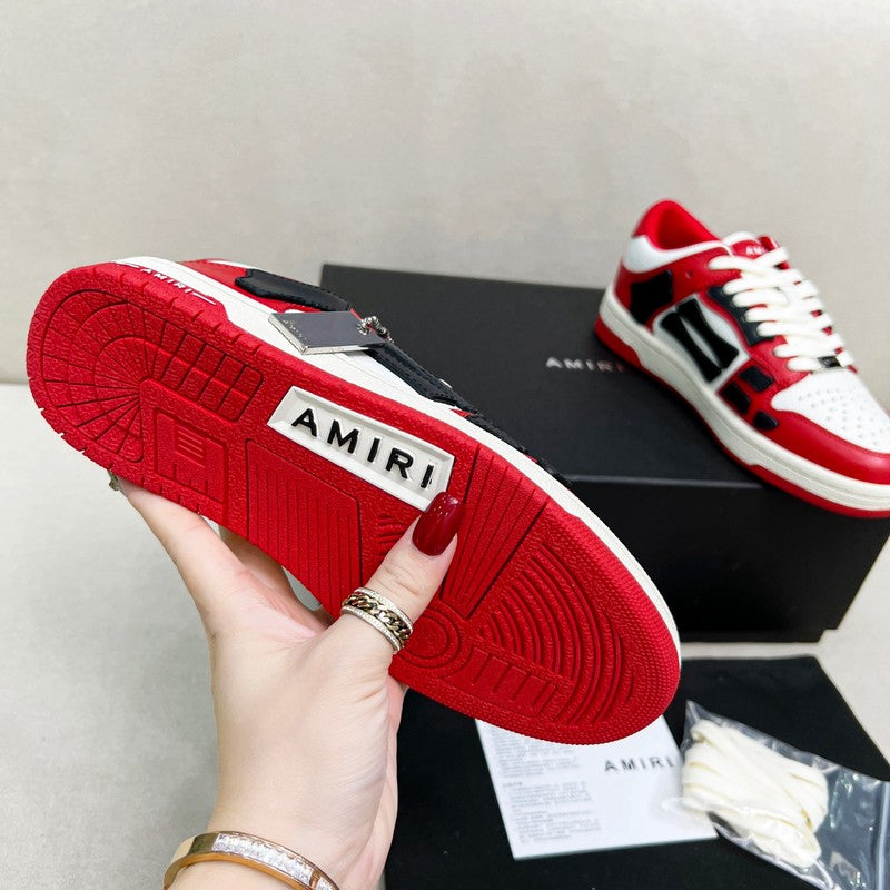 AMIRI Red, White & Black Skeleton-Overlay Sneakers